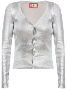 Diesel металлизированный вязаный кардиган, серебристый