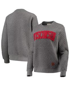 Женский стеганый пуловер с капюшоном Heather Charcoal Wisconsin Badgers Moose Pressbox, серый