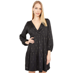 Платье Madewell, Metallic Jacquard Faux-Wrap Tiered Mini Dress