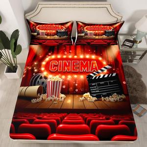 Erosebridal Комплект постельного белья Home Theater Decor с принтом киноплёнки и попкорна, Multi 24