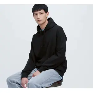 Толстовка Uniqlo Colour Block Sweat Hoodie, черный