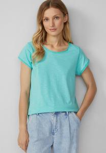 Футболка s.Oliver MIT ROLLKANTEN UND FLAMMGARNSTRUKTUR, Türkis/Turquoise
