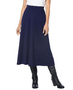 Юбка А-силуэта из трикотажа понте больших размеров Woman Within, Navy