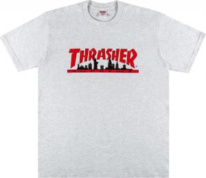 Футболка Supreme x Thrasher Skyline Tee 'Ash Grey', серый