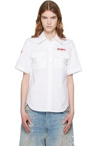 Рубашка популин с коротким рукавом, приталенного кроя Off-White, белый