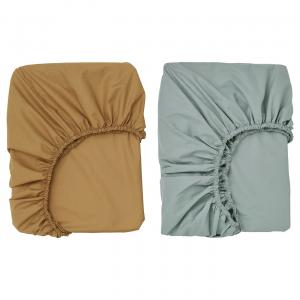 Детская простыня на резинке, темно-желтая/синяя, 60х120 см Guldvävare IKEA