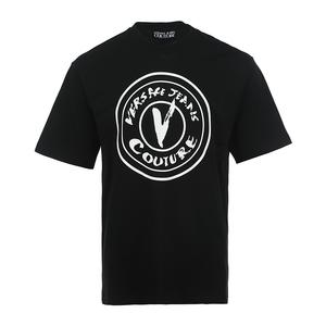 Футболка с V-образным логотипом VERSACE JEANS COUTURE, черный