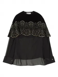 Бархатный топ с бисером Lanvin, черный