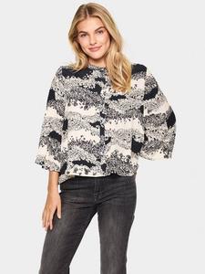 Рубашка с абстрактным принтом iselin Saint Tropez, черный/белый