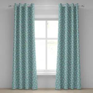 Шторы на люверсах ABAKUHAUS, с изображением красочного дождя из капель воды - мир природы в абстрактном стиле, декоративные двухпанельные шторы, 280 см x 245 см, цвет аквамарин-лаванда Abakuhaus