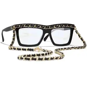 CHANEL Неправильной формы солнцезащитные очки унисекс черные, Black