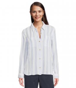 Рубашка L.L.Bean Cloud Gauze Shirt Long, цвет Sea Salt Stripe