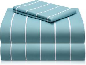 Комплект постельного белья LuxClub в полоску, 3 предмета, 168х244/100х191/51х76 см, светло-голубой