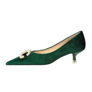QITUMAUL Стройные каблуки на высоком каблуке женские зеленые, цвет Green[Heel Height 4.5cm]