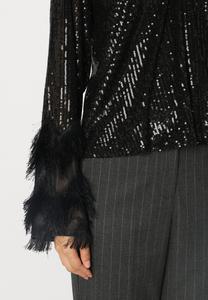 Блуза YASFLOW V NECK SEQUIN YAS, черный