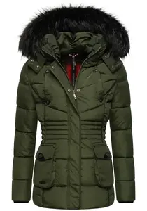 Стеганая куртка Marikoo "Ваниль", с капюшоном, элегантная зимняя куртка с капюшоном из искусственного меха, зеленый