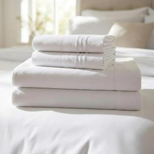 Mellanni Комплект постельного белья, 4 предмета, размер Twin, включает 2 наволочки, глубина кармана 40 см, простой в уходе, мягкий, охлаждающий, микрофибра с начесом, белый