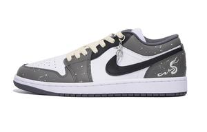 Баскетбольные кроссовки Air 1 с антискользящим износостойким верхом, винтажные, унисекс, черно-серые Jordan, Black Gray