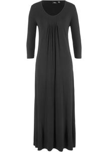 Вискозное платье-макси легкого а-силуэта с рукавами 3/4 Bpc Bonprix Collection, черный