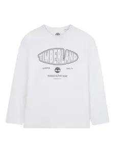 Футболка с длинными рукавами и логотипом Timberland Kids, белый