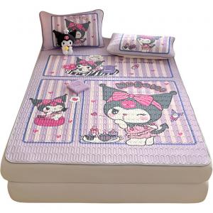 Полиэстеровый комплект из трех предметов, можно стирать, освежающая простыня, подъюбник и пододеяльник Sanrio, Shopping Kuromi