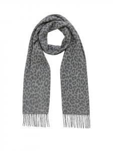 Шарф с леопардовым принтом и бахромой, мягкий, антрацитового цвета. Faera