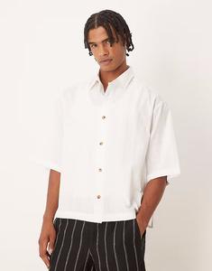 Рубашка свободного кроя с короткими рукавами и текстурой белого цвета Asos Design