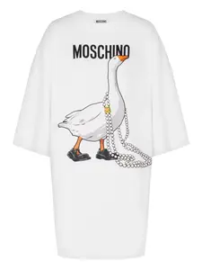 Платье с принтом гусей Moschino, белый
