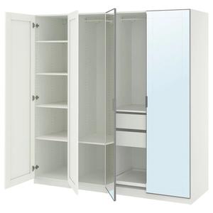 Гардероб PAX/KAMMARTORP/GULLABERG IKEA, 200x60x201 см, цвет white mirror glass/grey white
