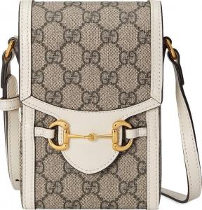 Сумка Gucci Horsebit 1955 Mini Bag Beige/Ebony/White, бежевый