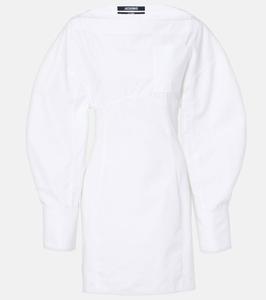 Хлопковое мини-платье La Robe Chemise Casaco Jacquemus, белый