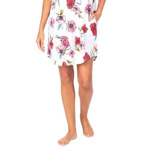 Пижамная рубашка с коротким рукавом серого цвета с цветочным принтом Kensie