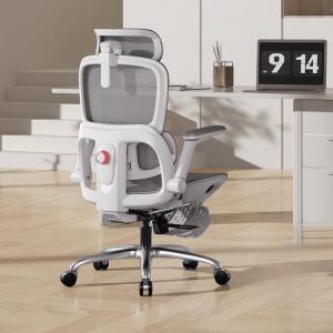 Эргономичное кресло SIHOO B300Pro Cloud White с 4D поясничной поддержкой и подставкой для ног