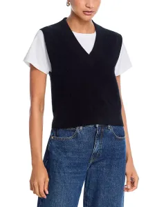 Эксклюзивный свитер-жилет Aqua из 100% кашемира с V-образным вырезом и мягкой подкладкой. Aqua, черный