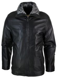 Классическая двойная кожаная куртка-пальто, стандартный крой TruClothing, черный