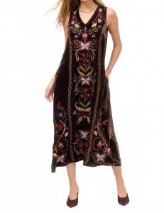 Johnny Was Бархатное платье-майка Carmina с V-образным вырезом, шоколадного цвета