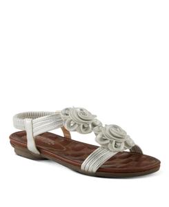 Женские сандалии Nectarine Floral с Т-образным ремешком, эластичной задней частью и стеганой стелькой Patrizia, Silver