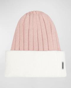 Двухцветная шапка ребристой вязки Gorski, цвет White Pink