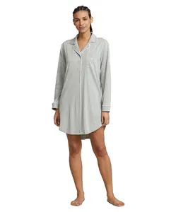 Длинный ночнушка с отложным воротником Lauren Ralph Lauren, серый