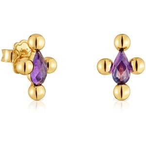 Серьги Tous Sugar Party Short, золото/серебро/аметист