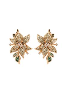 Faina Женские серьги-гвоздики в цвете розовое золото и зеленый