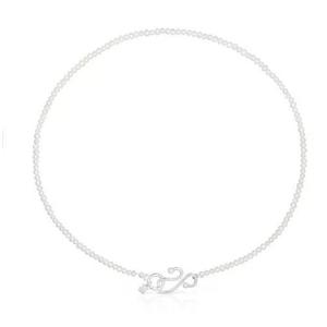 Колье Tous Cultured Pearl Tsuri Silver Motif, серебро/жемчуг