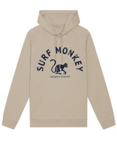 SURF MONKEY Толстовка из органического хлопка с изогнутым логотипом, с капюшоном, для взрослых (песочный)