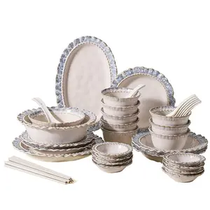 Набор посуды Kawasimaya, сиреневый/синий, 35 предметов 8 персон