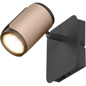 Потолочный светильник TRIO Leuchten GILLAN, 1-ламповый спот, GU10 макс. 10 Вт, 12x12x16,5 см (Ш/В/Г), 1 шт. GU10, теплый-белый и холодный-белый свет, может быть установлен на стене или потолке, с переключателем Trio Leuchten, коричневый