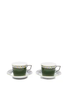 Кофейный сервиз в полоску, 6х10х7х14 см, Ginori 1735, зеленый