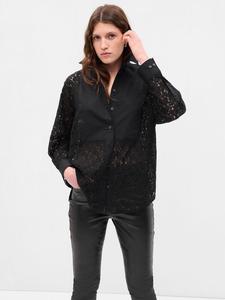 Кружевная рубашка оверсайз Gap, черный