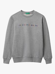 Детский хлопковый свитшот с логотипом Benetton, Grey