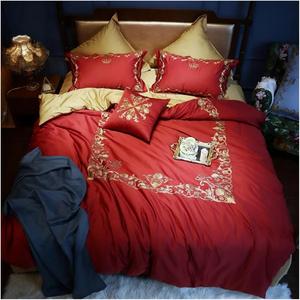 KYTGFH Комплект постельного белья из египетского хлопка черный с золотой вышивкой