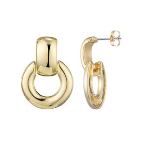 Серьги-дверные молотки с покрытием из 14-каратного золота Adornia, золотой